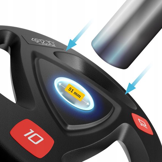 Диск олімпійський 4FIZJO 2 x 10 кг 51 мм металевий, прогумований Black (P-5905973401289) | Зображення 6