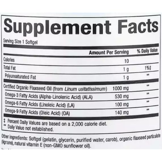 Льняное масло Natural Factors Omega Factors Flaxseed Oil 1000 mg 90 Softgels | Зображення 1