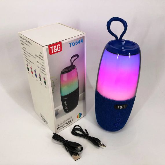 Портативная колонка TG644 5W с RGB подсветкой и ремешком. TY-885 Цвет: синий | Зображення 8