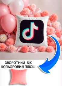 Подушка плюшева Мерч Крафт Дизайн з принтом tiktok 02 рожевий плюш квадратна 33х33 см