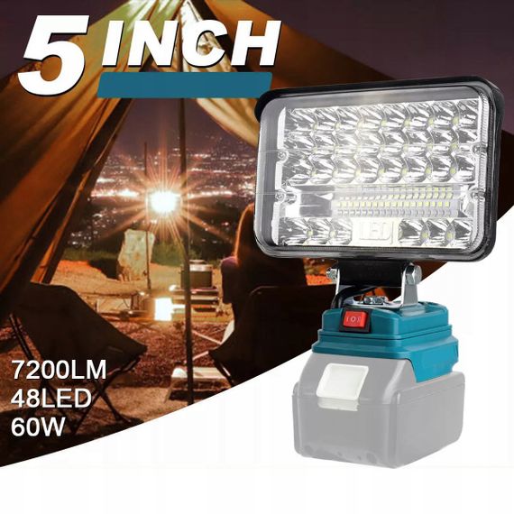 Акумуляторна лампа для Makita 18В PRO з акумулятором 60W 48LED | Зображення 1