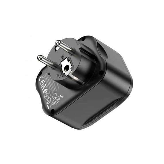 Мережевий фільтр HOCO NS3 на 1 розетку + 2 USB + USB-C, 20W, 220В, Black | Зображення 1