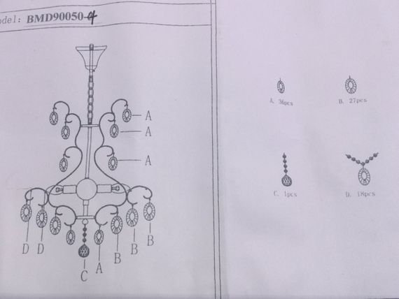 Люстра стельова кришталева 25485 Золото 59х49х49 см. | Зображення 5