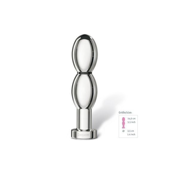 Металеве ділдо 2-в-1 Mystim O(h!)-thello для електростимулятора, діаметр 3,5 см, анальна пробка | Зображення 2