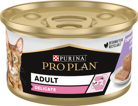 Влажный корм Purina PRO PLAN Delicate Adult для взрослых котов із чутливим травленням, мусс с индейкой 86г