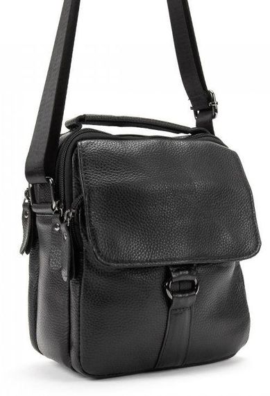 Чоловіча шкіряна сумка месенджер Tiding Bag чорна | Зображення 5