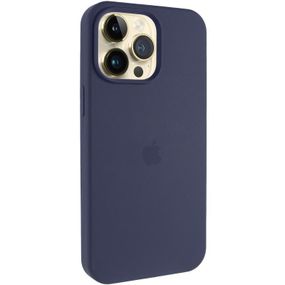 Чохол Silicone Case (AA) Logo with MagSafe для Apple iPhone 14 Pro Max (6.7") Блакитний / Lilac Blue Темно-синій / Midnight blue