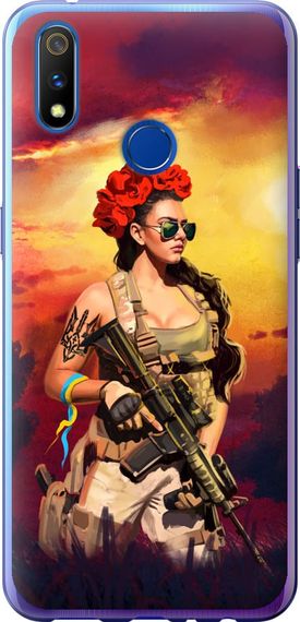 Чехол на Realme X Lite Украинка с оружием "5316u-2030-17620"