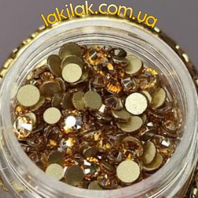 Скляні стрази №8 біле золото (мікс размірів) в баночці