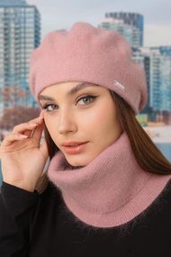 Комплект «Кристина» (берет и баф) темная пудра
