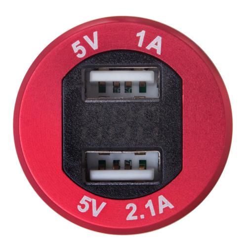 Автомобільний зарядний пристрій 2 USB 12-24V урізне в планку + вольтметр метал. | Зображення 1