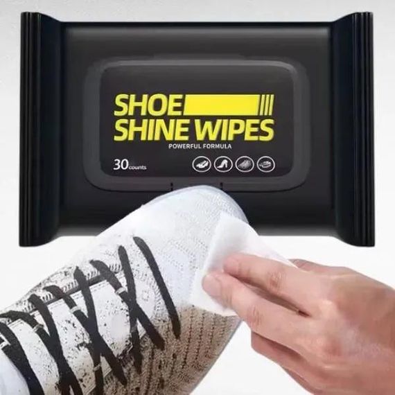 Вологі серветки Shoe Shine Wipes 80 шт • Серветки для догляду за взуттям | Зображення 1