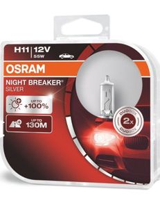 Лампа H11 OSRAM NIGHT BREAKER SILVER 12V 55W PGJ19-2 +100% 64211NBS-FS