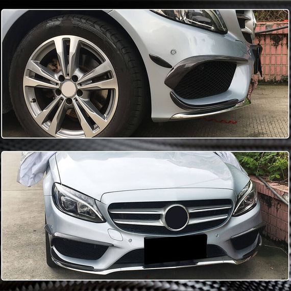 Накладки на передній бампер (для C43 AMG 2015-2019, Карбон) для Mercedes C-сlass W205 рр | Зображення 3