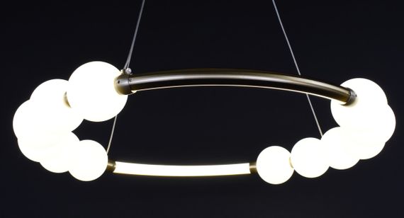 Люстра світлодіодна підвісна LED світильник для квартири на стелю лед 27218 Латунь 25-140х82х82 см. | Зображення 6