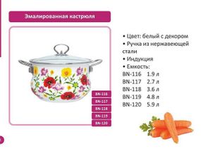 Емальована каструля 2,7 літра BN-117