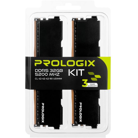 Модуль пам&#039;яті для комп&#039;ютера DDR5 32GB (2x16GB) 5200 MHz Black Prologix (PRO32GB5200B5K) | Зображення 5