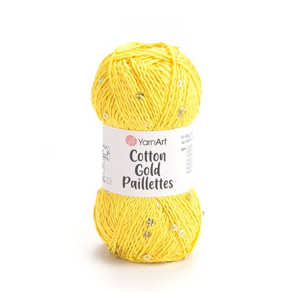 Yarnart COTTON GOLD PAILLETTES № 7106 жовтий Котон Голд Пайетка Пряжа бавовна з паєткою, нитки для в'язання