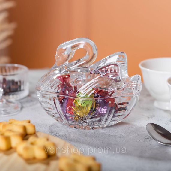 Конфетница стеклянная с фигурной крышкой 14х9х11 см ваза конфетница HP-YH-40 | Зображення 5