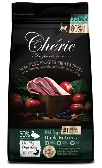 Сухий корм для котів будь-якого віку з качкою Cherie Cat All Life Stages Healthy Digestion Duck Entrees, 400 гр