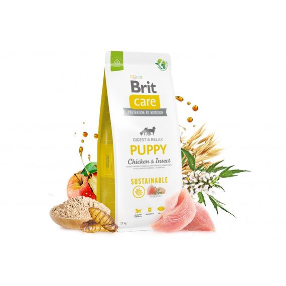 Корм сухий Brit Care Dog Sustainable Puppy для цуценят з куркою та комахами 12 кг | Зображення 5