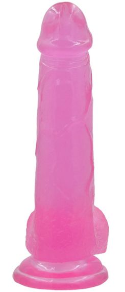 Фалоімітатор з мошонкою - Jelly Studs Crystal Dildo Large 8" Pink Sex Aura | Зображення 2