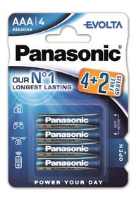 Батарейка Panasonic EVOLTA щелочная AAА блистер, 6 шт. (LR03EGE/6B2F)