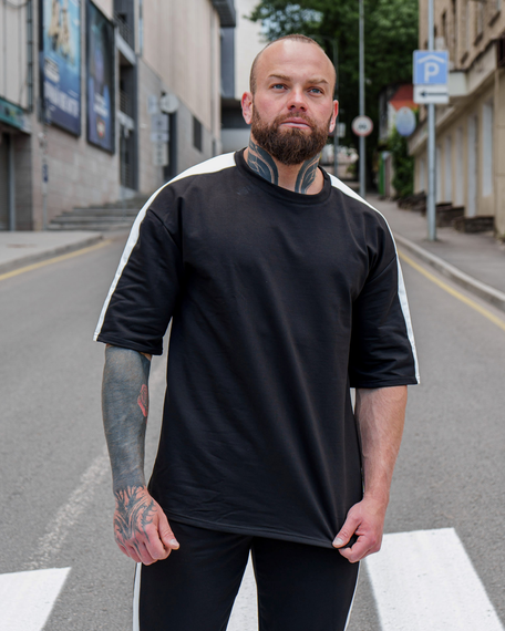 Мужской летний спортивный костюм футболка и штаны BD0025 цвет черный, размер L | Зображення 5