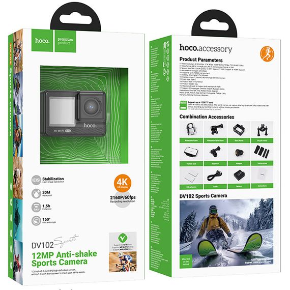 Экшн-камера Hoco DV102 4K anti-shake sports Black | Зображення 4
