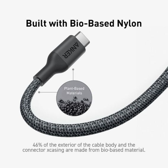 Кабель Anker 544 USB-C to USB-C - 0.9m 140W Bio-Nylon Black | Зображення 1