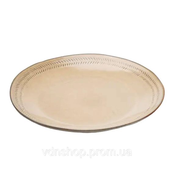 Тарілка сервірувальна кругла порцелянова 27.5 см бежева HP23377 | Зображення 2