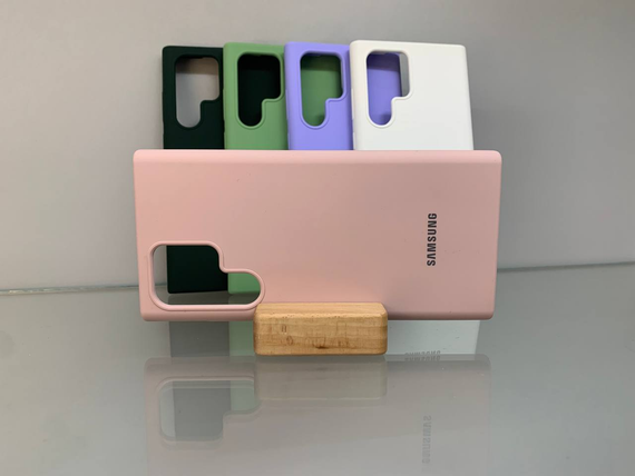 Samsung Galaxy S22 Ultra | Противоударный чехол с логотипом | Soft Touch | пудровый