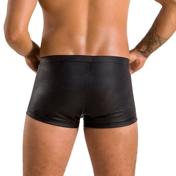 Чоловічі шкіряні боксери з клапаном Passion 050 SHORT PATRICK XXL/XXXL Black | Зображення 1