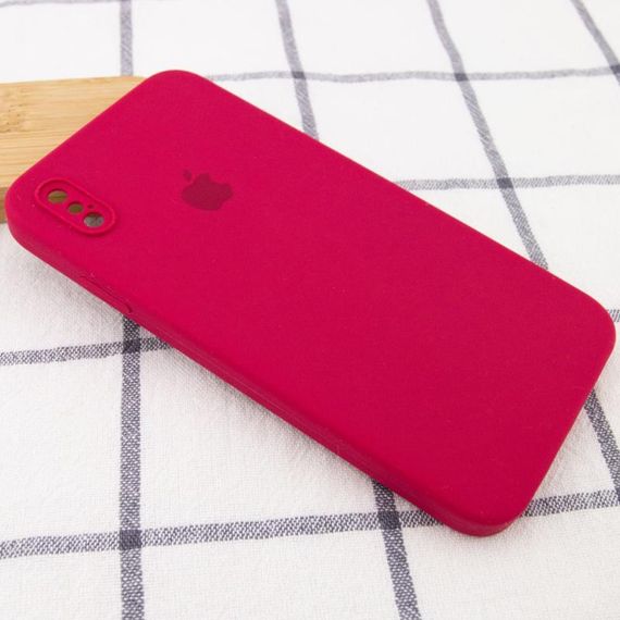 Чохол Silicone Case Square Full Camera Protective (AA) для Apple iPhone X / XS (5.8") Червоний / Rose Red | Зображення 1
