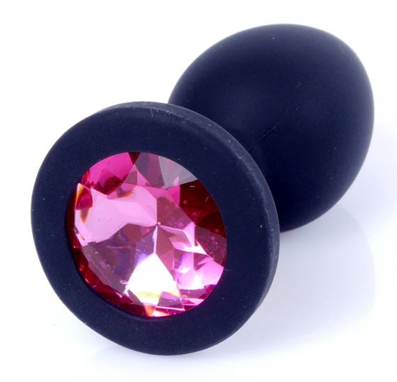 Силіконовий анальний затор Boss Series - Jewellery Black Silicon PLUG Medium Pink M, BS6400087 sexstyle | Зображення 1