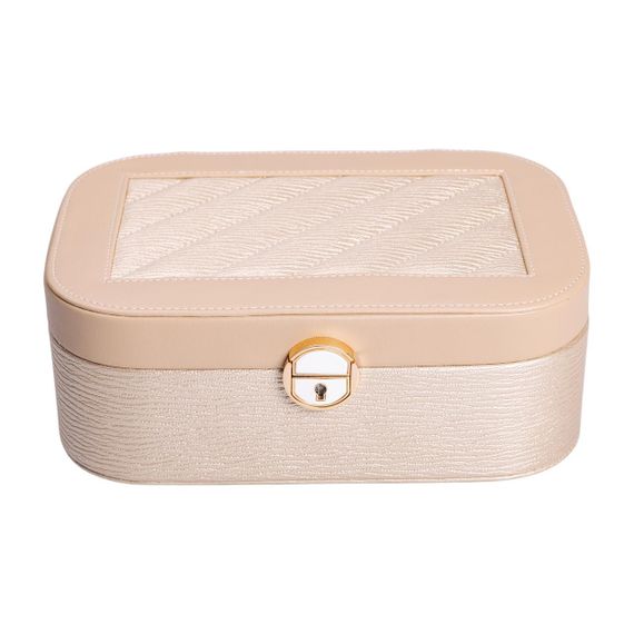 Шкатулка для украшений из эко кожи 2 яруса с замком органайзер для ювелирных изделий HP-5-1CR | Зображення 1