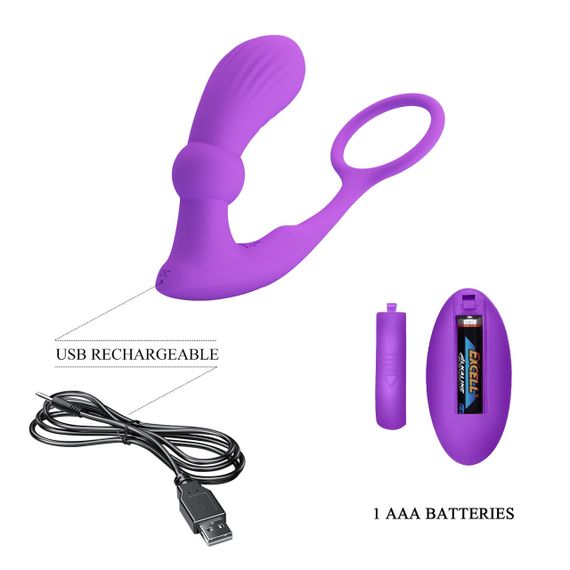 Массажер простаты PRETTY LOVE Warren Purple 12 vibration functions 12 pulse wave settings Sex Aura | Зображення 4