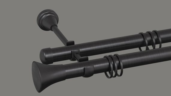 Карниз для штор дворядний металевий 19 мм, Принц (колір Маренго) 320 см