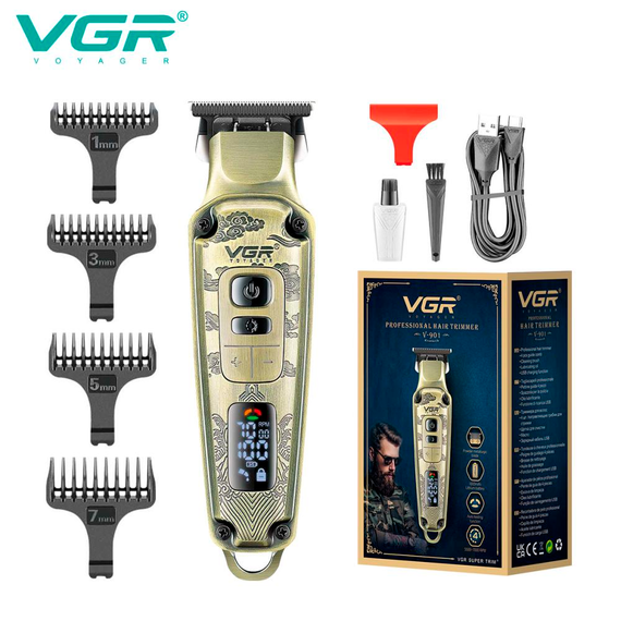 Триммер аккумуляторный VGR V-901, 4 насадки, LED дисплей