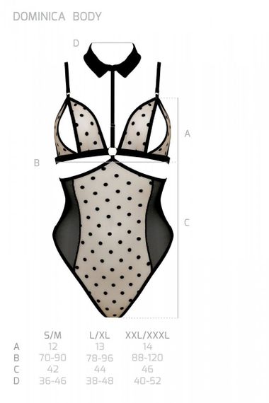 Боді з відкритими грудьми Passion DOMINICA BODY XXL/XXXL black, комір-чокер, корсет | Зображення 6