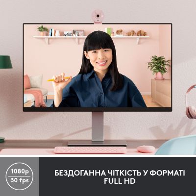 Веб-камера Logitech Brio 300 FHD Rose (960-001448) | Зображення 1