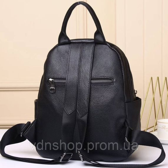 Рюкзак женский кожаный с тиснением под рептилию 23х30х13, сумка наплечная для города, черная | Зображення 9