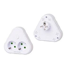 Розетка трійник із заземленням F201-White з вимикачем, 2 розетки, 2500W, 10A, 110-250V~Max, Blister