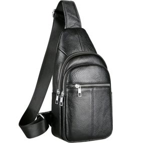 Чоловічий шкіряний слінг сумка-рюкзак через плече чорна TIDING BAG-MK 83423