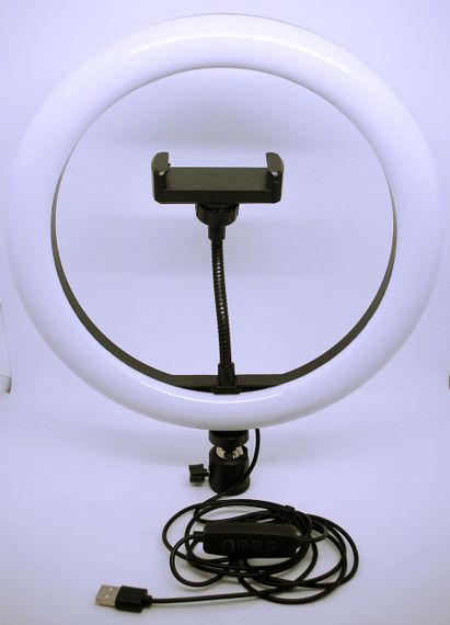 Лампа селфі кільцева 26 см світлодіодна LED-кільце з тримачем для телефона та кріпленням під штатив