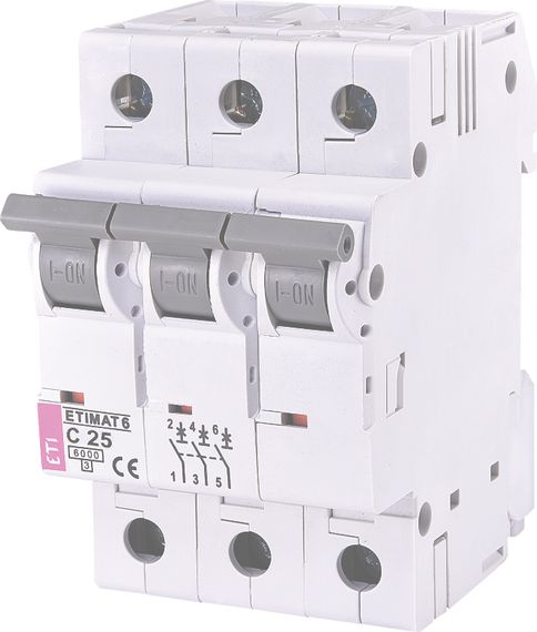 Авт. выключатель ETI,  ETIMAT 6  3p C 25А (6 kA) (2145518)