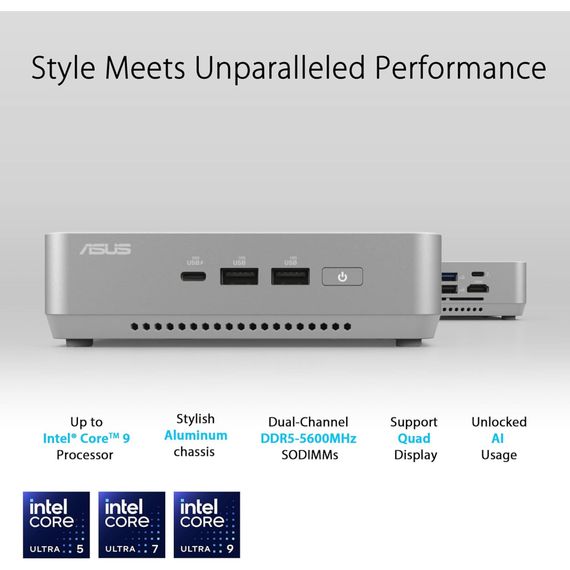 Компьютер ASUS NUC 14 Pro+ RNUC14RVSU900002I Kit(L6) / Ultra 9 185H, M.2 22x80 NVMe; 22x42 NVMe (90AR0051-M000J0) | Зображення 9