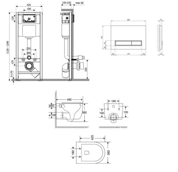 Набір Qtap Nest 4 в 1 підвісний унітаз Taurus Ultra Quiet 490x360x380 + комплект інсталяції QT2433084EUQW46155 | Зображення 1