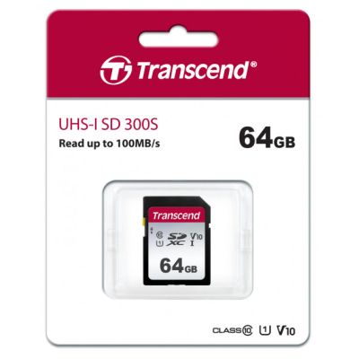 Карта памяти Transcend 64GB SDXC class 10 UHS-I U1 V10 (TS64GSDC300S) | Зображення 1