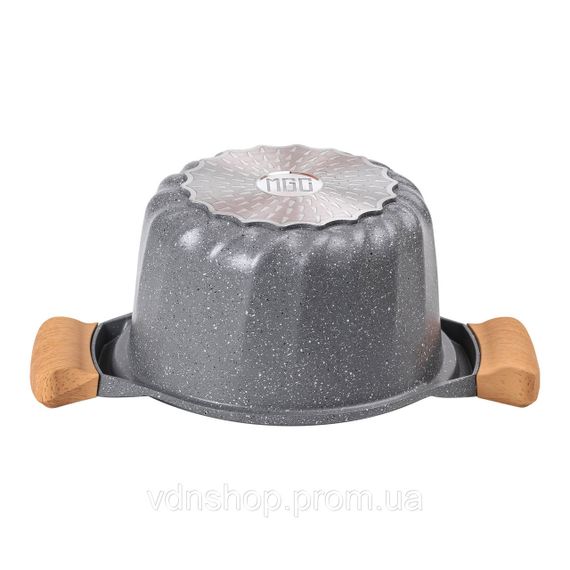 Алюмінієва каструля об'ємом 3 літри з кришкою Ø 20 см. Мармур з антипригарним покриттям MGC сірий HP-4-432G | Зображення 1